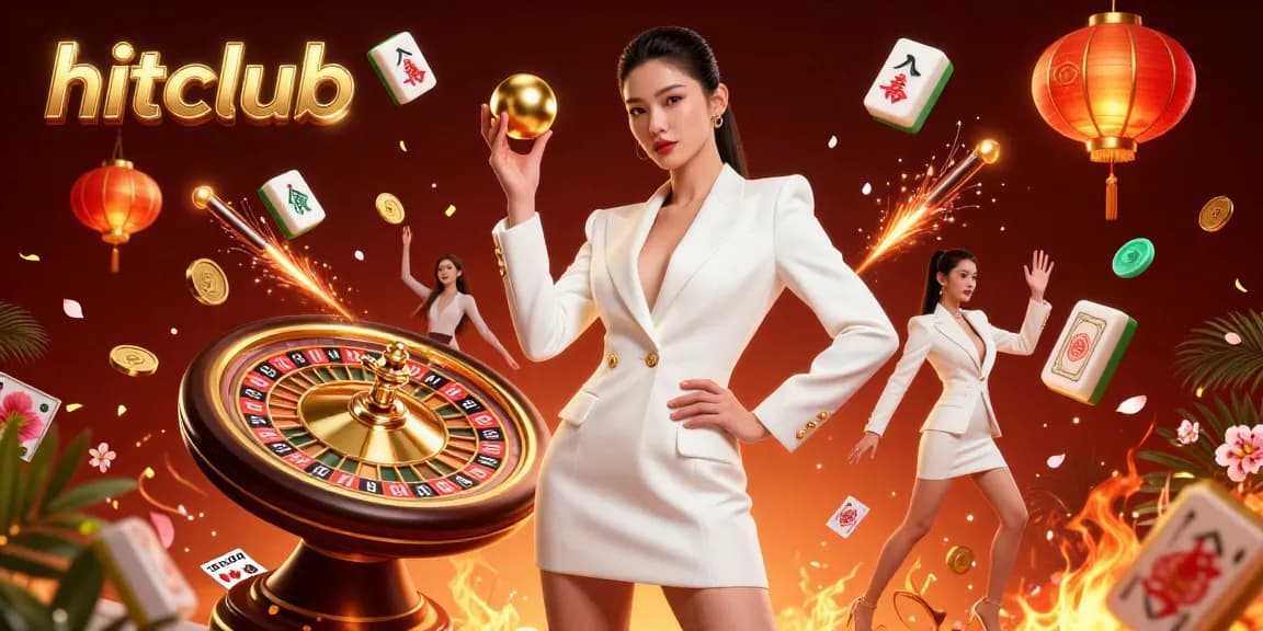 Experience the thrill of hitclub’s live casino with a gorgeous Asian woman confidently holding a roulette ball.