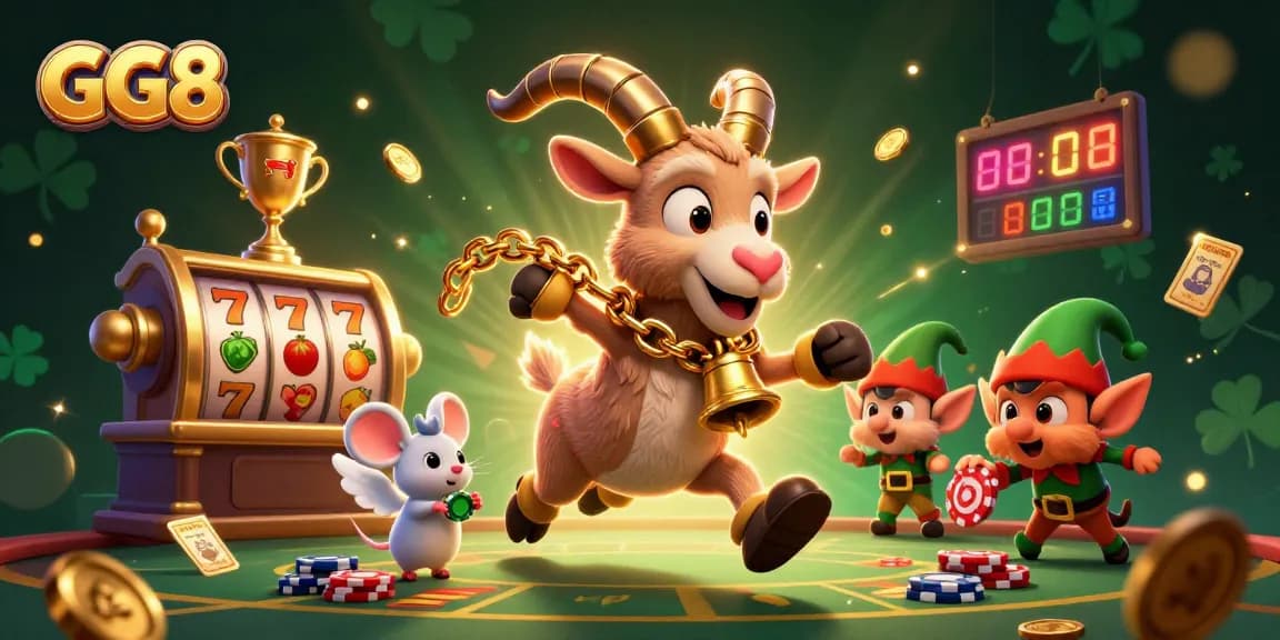 Experience thrilling games with GG8 at a vibrant holiday-horror casino filled with action-packed visuals.