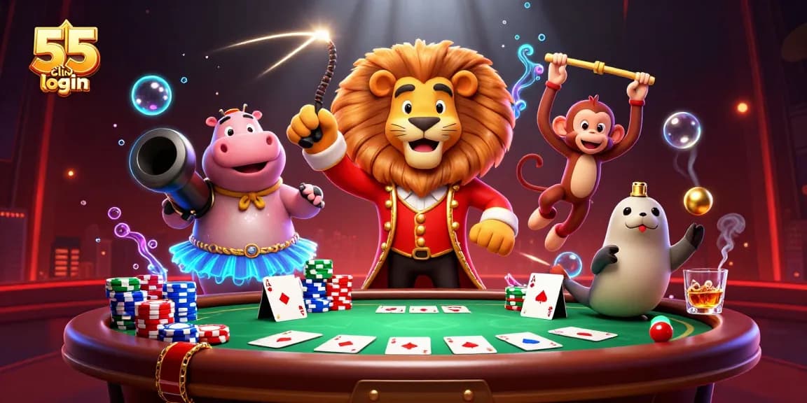 Experience exhilarating gameplay with 55 club login at this vibrant casino-themed illustration.