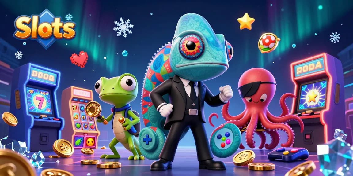 Spin the reels with thrilling Slots action in this vibrant casino scene featuring colorful game elements.