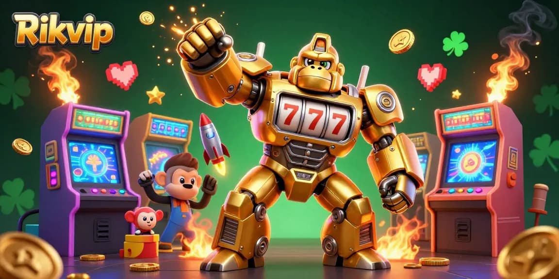 Experience thrilling gameplay at Rikvip with a vibrant 3D casino scene featuring unique game elements and characters.