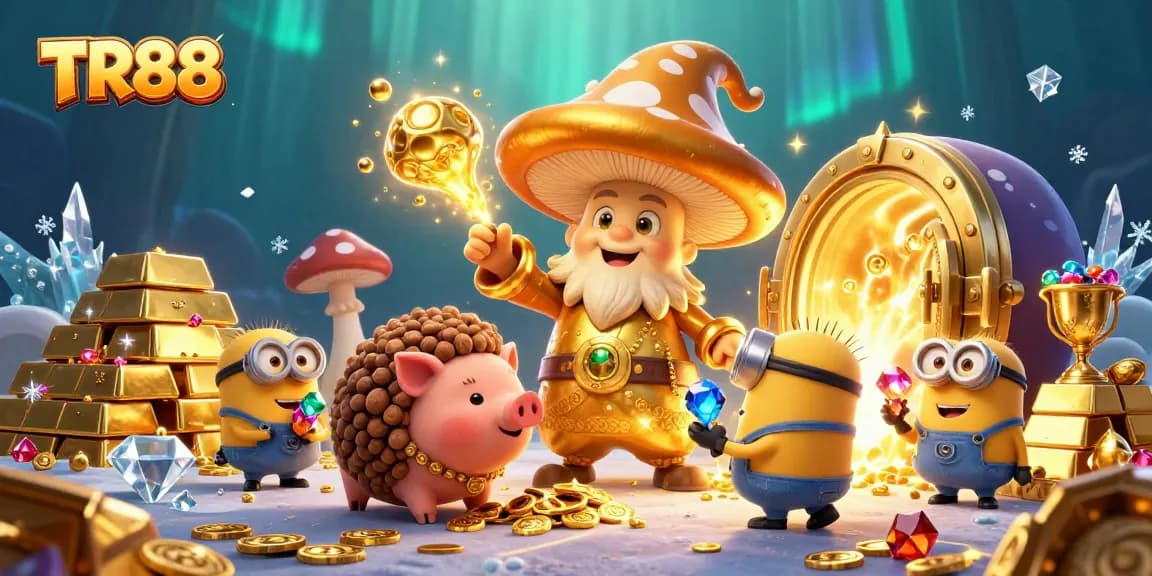 Experience winning treasures with TR88 illustrated as a magical casino adventure.