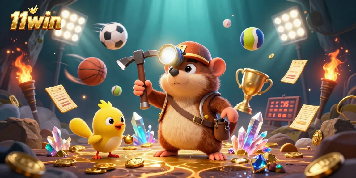 11WIN showcases thrilling sports betting action with dynamic elements in an engaging 3D scene.