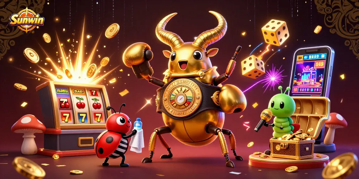 Win big at Sunwin with the dynamic scene of gambling excitement featuring a 3D golden beetle!