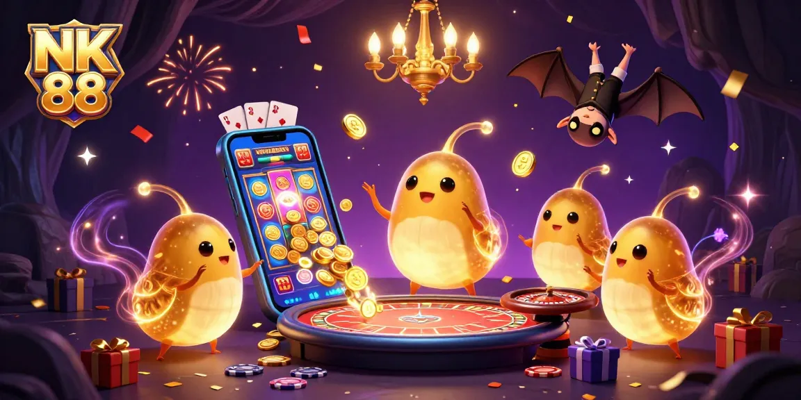 Join the fun at NK 88 as glowworms and a bat dealer light up a vibrant cave casino.