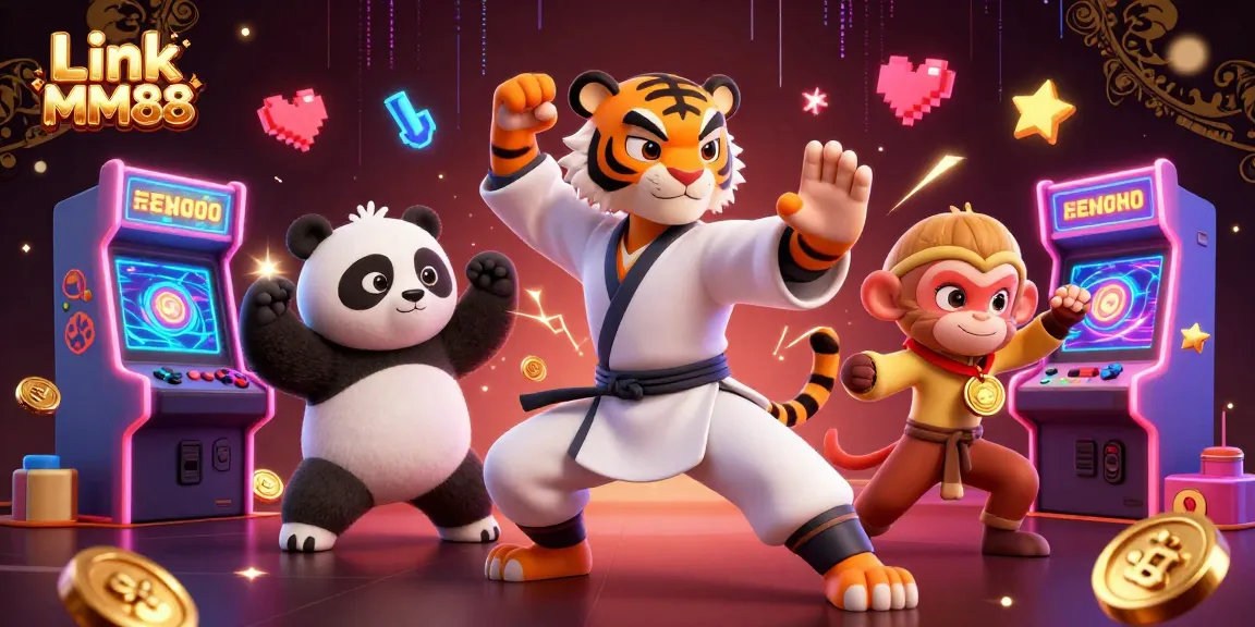 Experience thrilling gameplay and fun at Link MM88 with vibrant casino-themed 3D illustration.