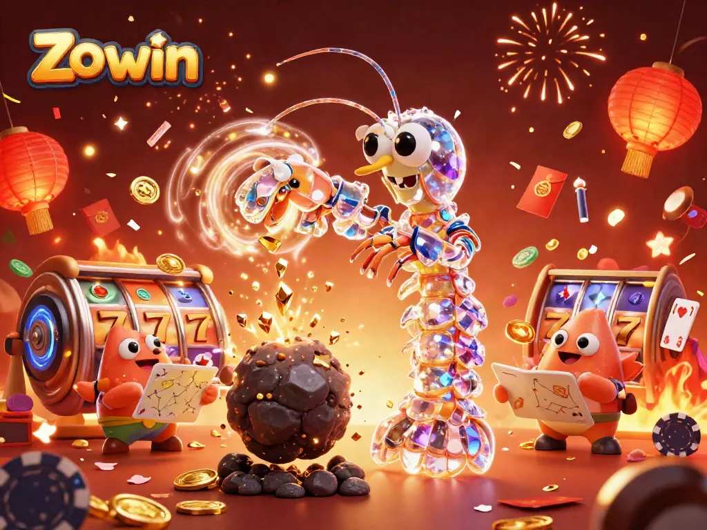 Engage in exciting gameplay with Zo win, surrounded by vibrant casino elements and dynamic characters.