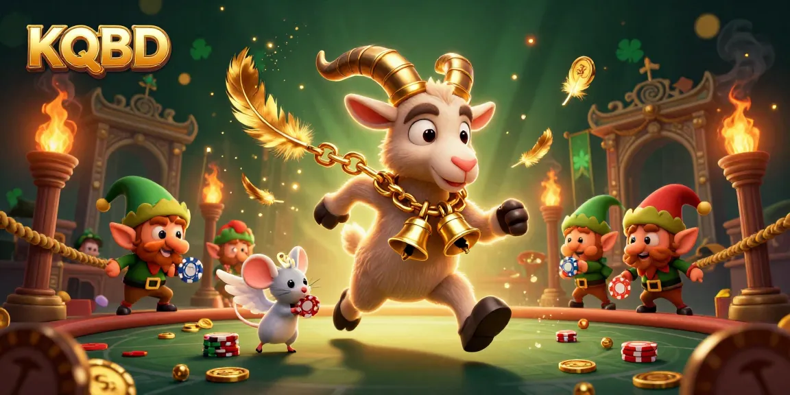 KQBD showcases a dynamic online casino scene with Krampus, angel mouse, and gremlins in action.