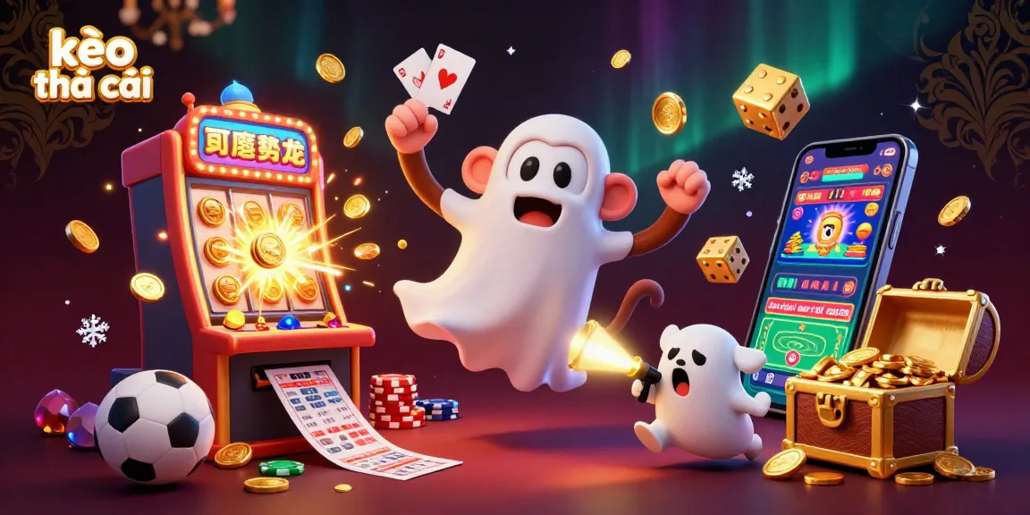 Experience the thrills of kèo nhà cái with this vibrant sports betting scene featuring a playful poltergeist monkey.