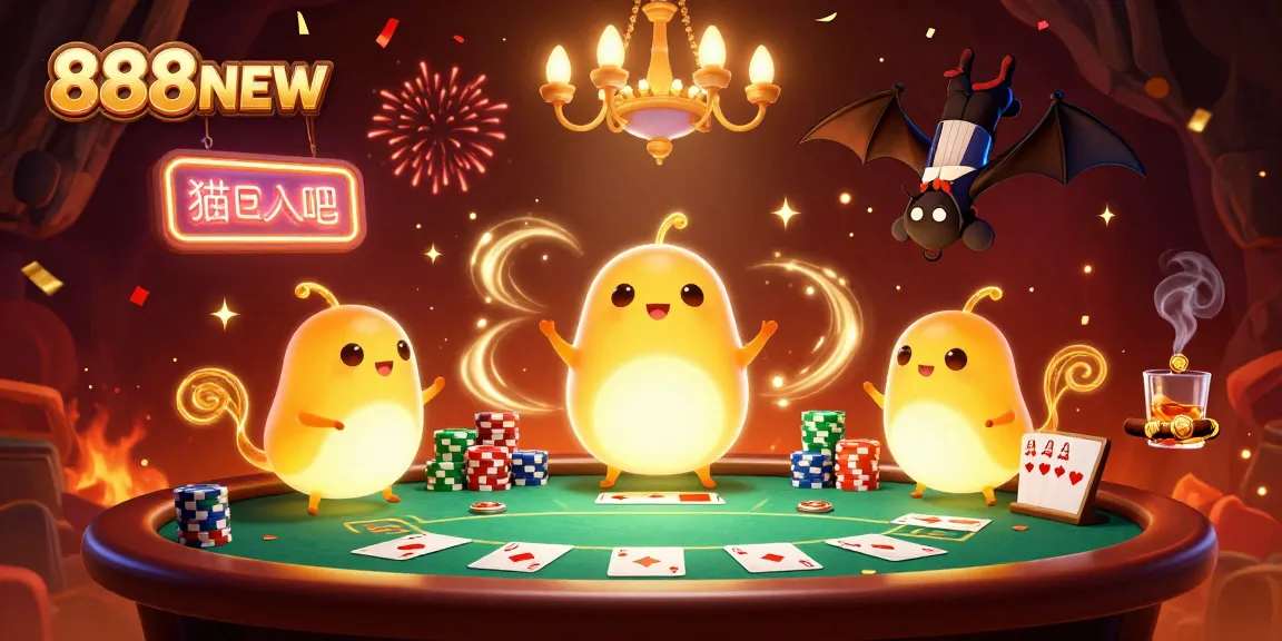 Experience thrilling moments at 888NEW casino with unique glowworm characters illuminating a vibrant game scene.