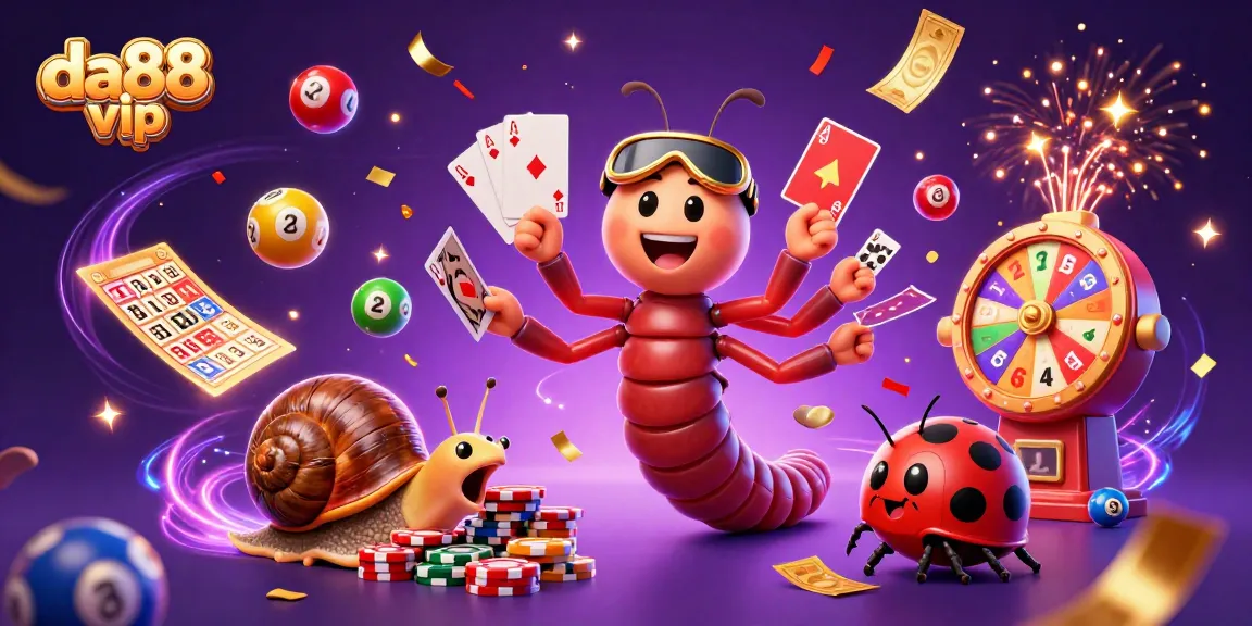 Experience the excitement of da88 vip with vibrant characters and dynamic lottery elements in a lively casino scene.