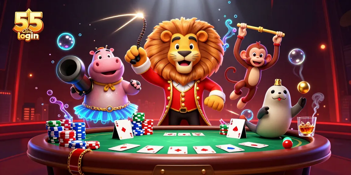 Experience exhilarating gameplay with 55 club login at this vibrant casino-themed illustration.