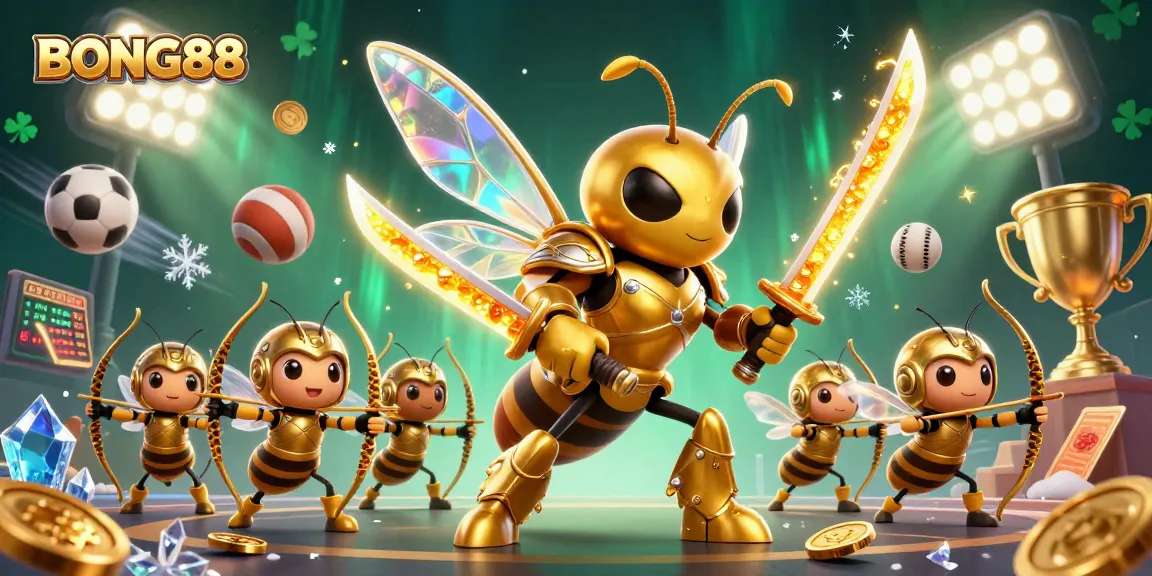 BONG88 offers thrilling sports betting opportunities in a vibrant, action-packed 3D fantasy scene.