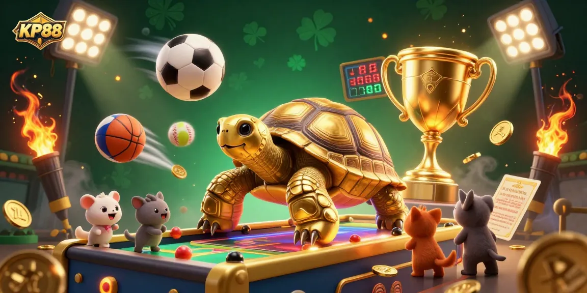 Experience thrilling gameplay with KP88 in this vibrant, dynamic 3D casino scene.