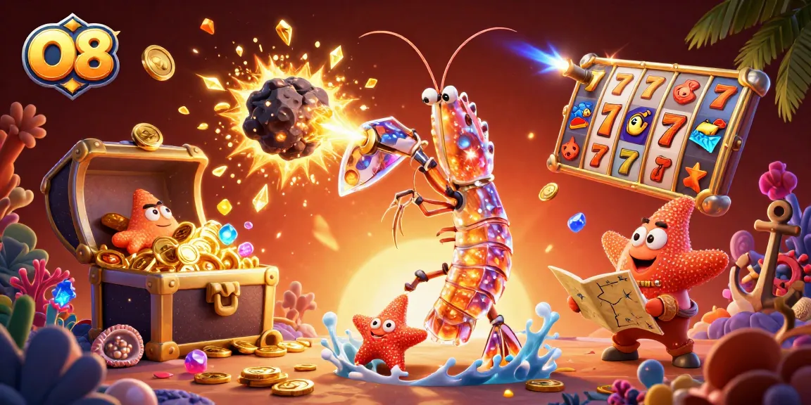 Experience thrilling excitement and riches at O8 with vibrant casino elements exploding around!