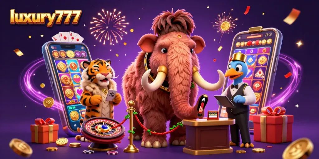 Experience luxury777’s vibrant casino atmosphere with engaging characters and lively game elements.