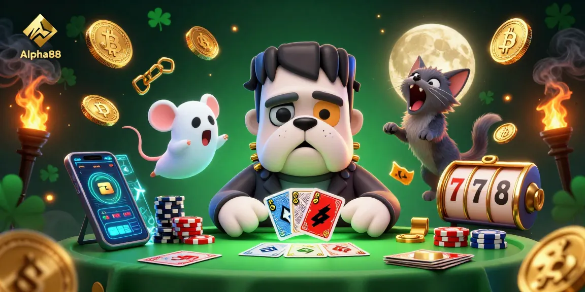 Alpha88 offers thrilling slots and table games illustrated in a vibrant 3D scene.