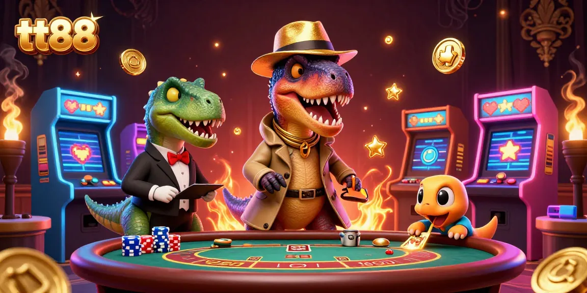 tt88 players enjoy a thrilling blackjack game while a sneaky compy pickpockets chips