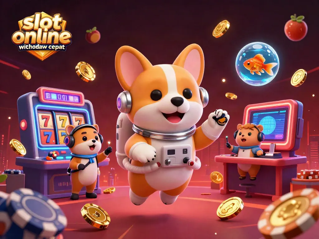 Istirahat dari slot online proses withdraw cepat dengan karakter ceria dan suasana kasino luar angkasa yang penuh warna.