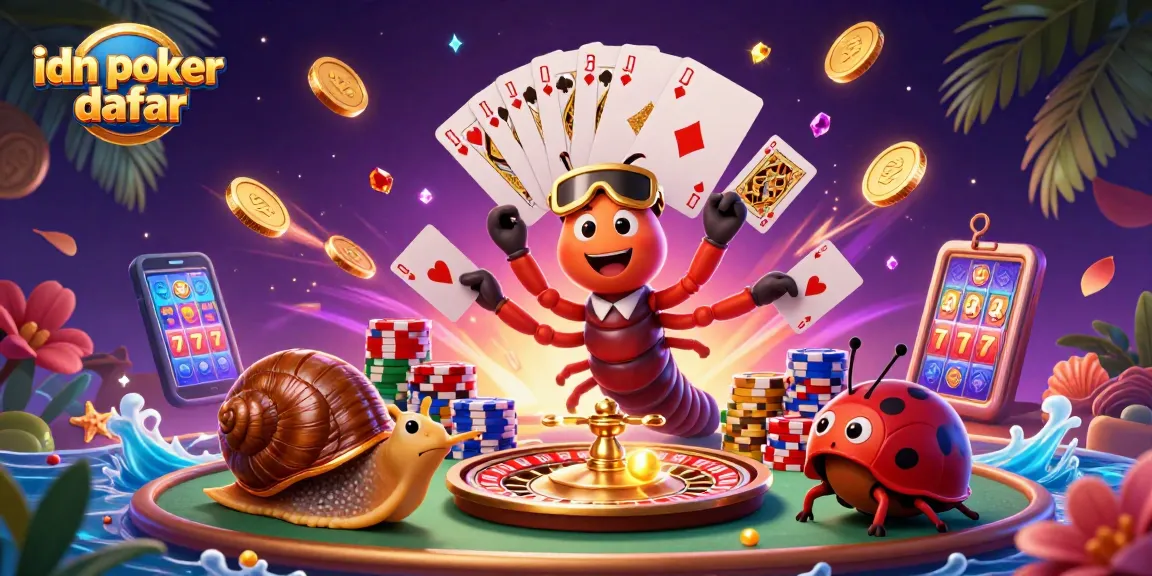 Menyaksikan permainan poker online dengan idn poker daftar, dealer 3D dengan kartu dan chip berlimpah