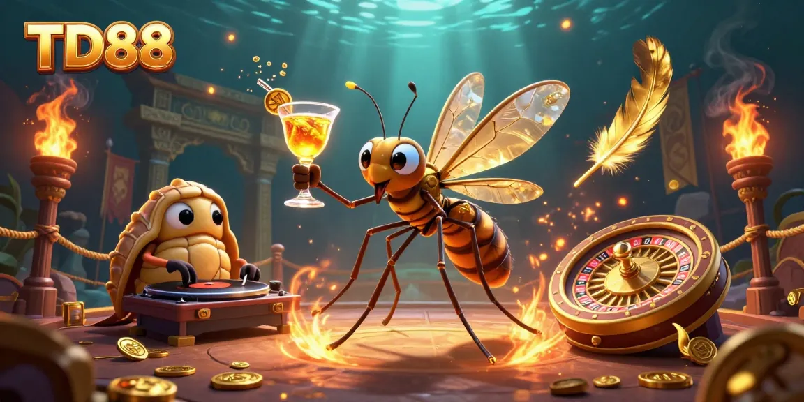 Experience thrilling gaming at TD88 with a 3D illustration depicting vibrant casino excitement.
