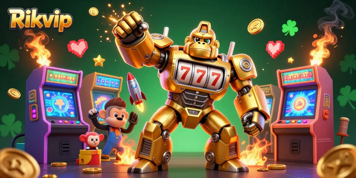 Experience thrilling gameplay at Rikvip with a vibrant 3D casino scene featuring unique game elements and characters.