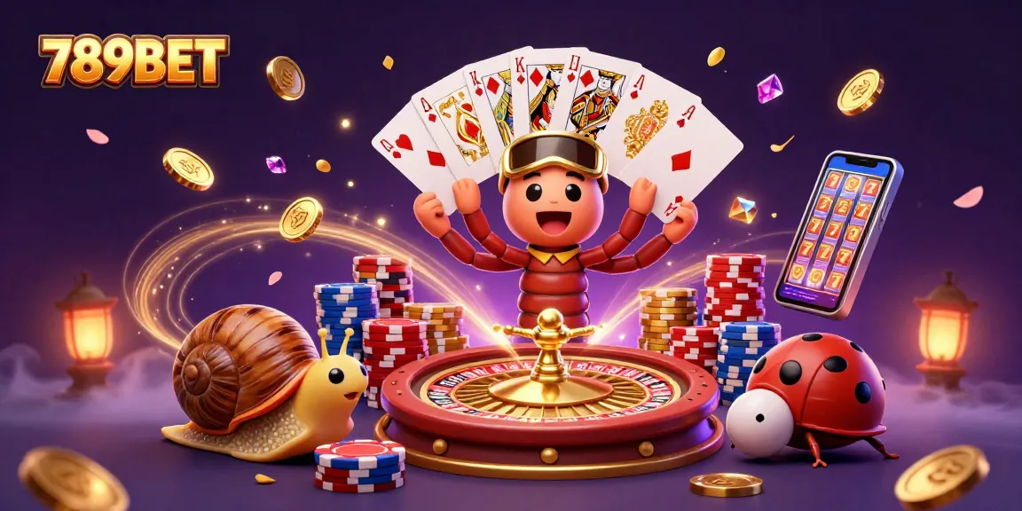 Experience thrilling gameplay at 789BET with a vibrant casino illustration featuring lively characters.