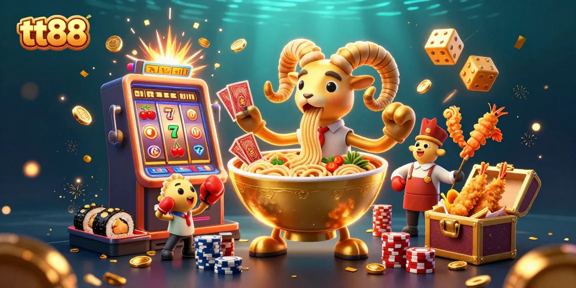 tt88 enhances your gaming experience with vibrant visuals and thrilling jackpots, showcasing a dynamic casino scene.