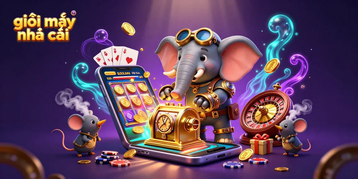 Spin to win with giải mã nhà cái in a vibrant 3D casino scene, featuring steampunk characters and dynamic gaming elements.