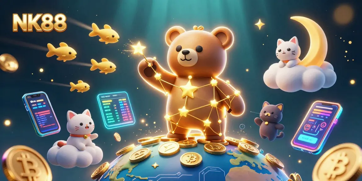 Betting on NK88 reveals golden opportunities with vibrant 3D elements capturing the excitement of the casino.