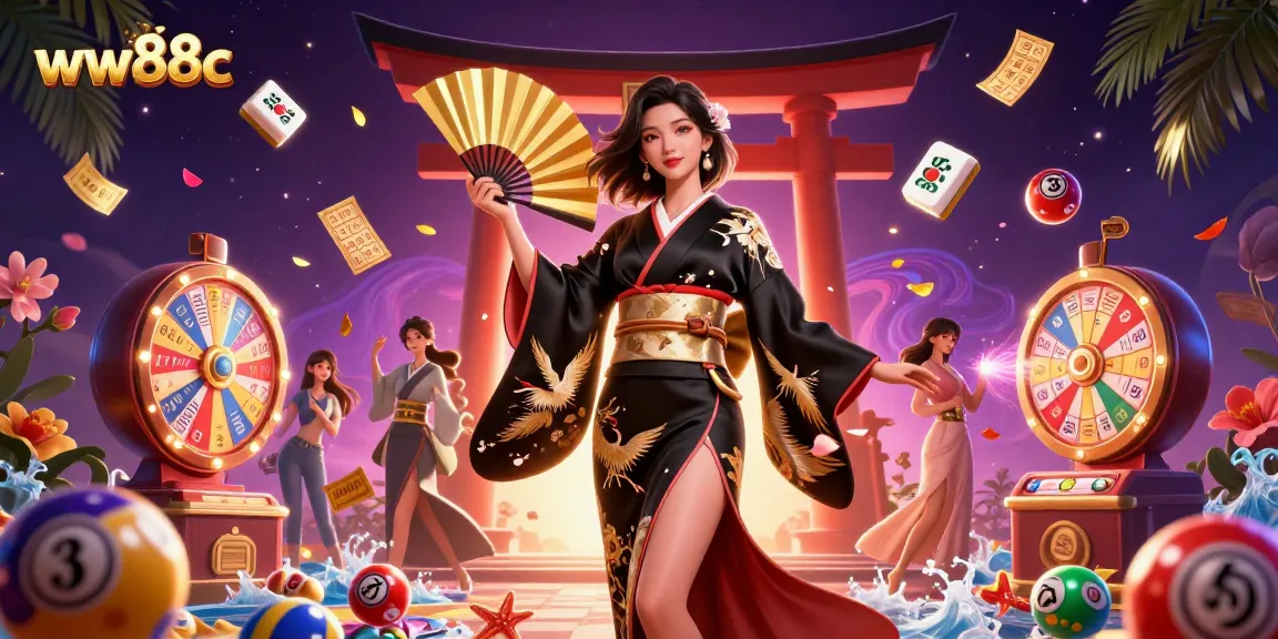 Engage with exciting games at ww88c, featuring vibrant lottery balls and a dynamic prize wheel.