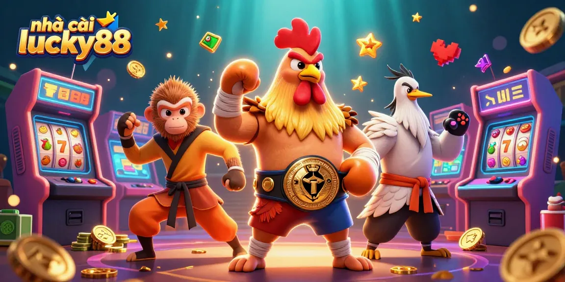 Engage with nhà cái lucky88 through dynamic gaming adventures featuring a unique rooster, monkey, and crane.