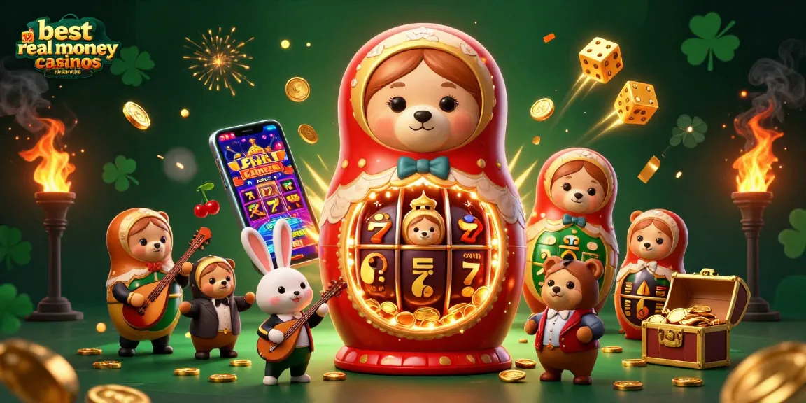 Illustration showcasing best real money casinos australia with vibrant casino elements and characters.