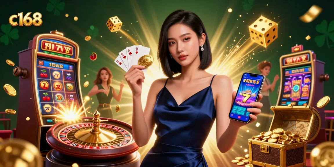 Experience excitement at c168 with this vibrant casino scene featuring dynamic gaming elements.