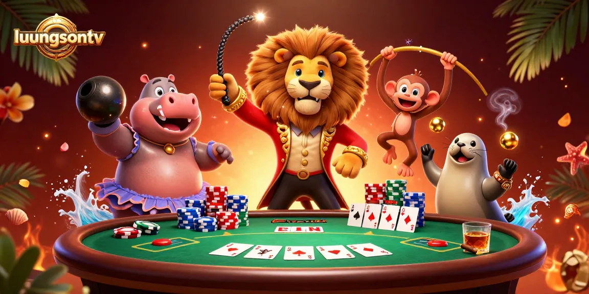 Experience exhilarating gaming with luongsontv featuring a vibrant carnival setting and a poker table.