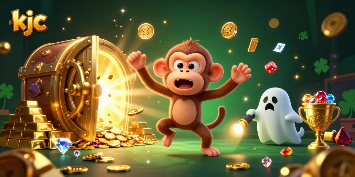 Kjc reveals a ghostly showdown in a haunted casino as a playful poltergeist monkey juggles treasures.
