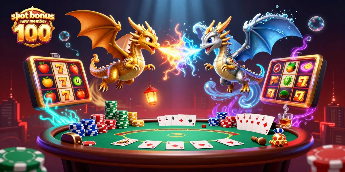 Win with "slot bonus new member 100", vibrant 3D illustration showcasing dynamic casino action.