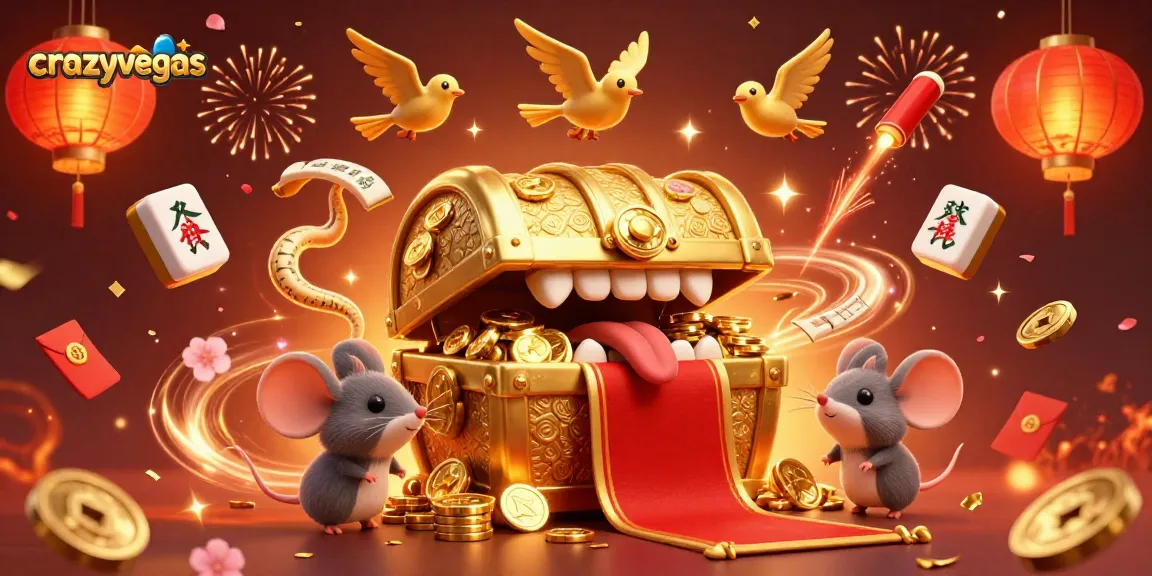 Experience thrilling wins at crazyvegas with a dynamic 3D casino illustration featuring golden treasures.