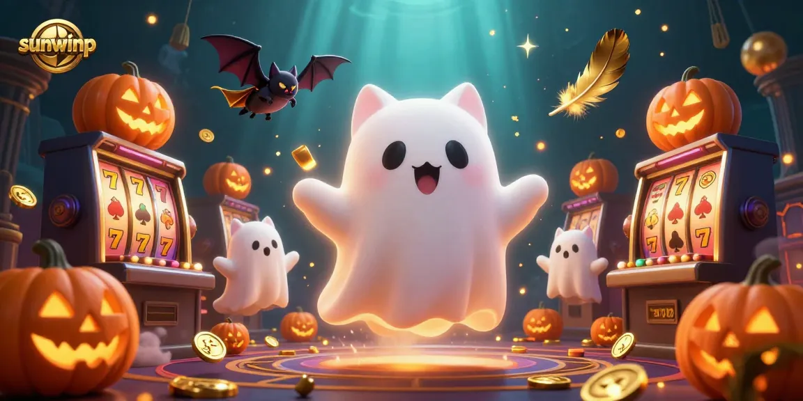 Join the adventure with sunwinp in a lively haunted casino featuring a friendly ghost cat!
