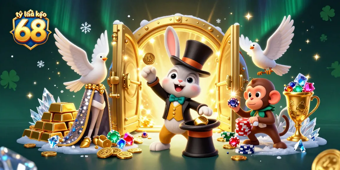 Experience thrilling odds at tỷ lệ kèo 68 with vibrant 3D illustration of gambling fun.