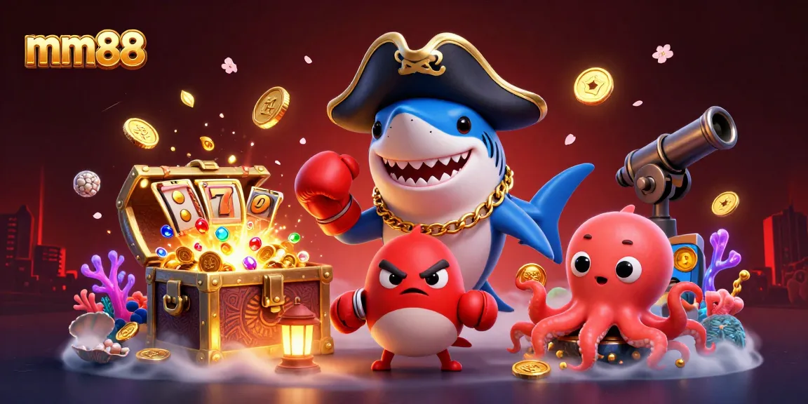 Engage in mm88 online gaming with the dynamic characters and casino elements illustrated in this vibrant scene.
