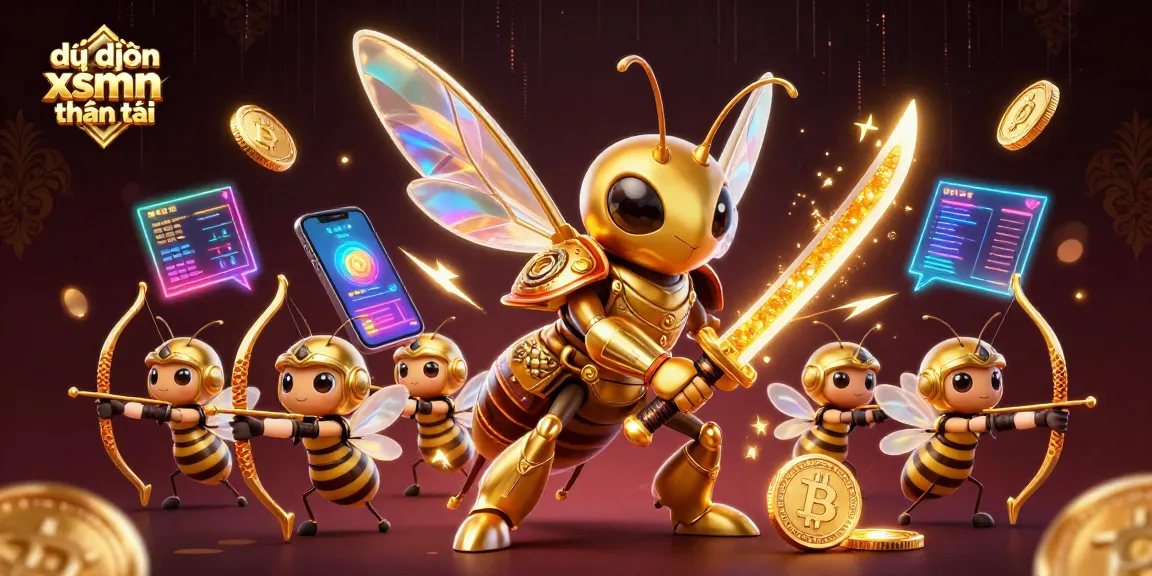 Engage with dự đoán xsmn thần tài insights, featuring a vibrant 3D illustration of a hornet samurai and casino elements.