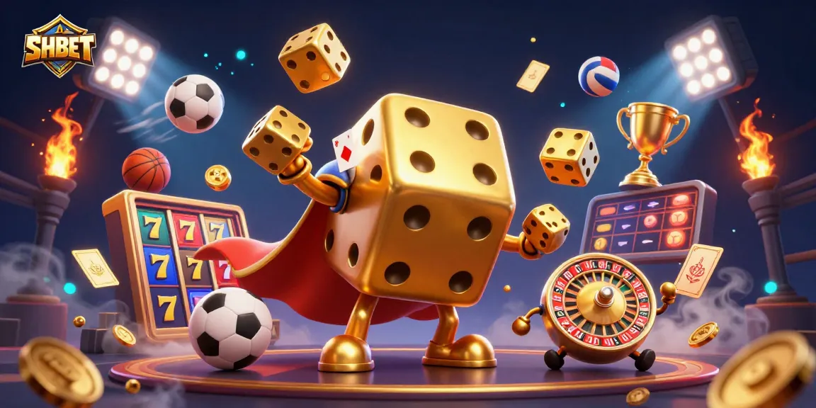 Experience winning strategies with SHBET's immersive casino gaming through vibrant 3D illustration.