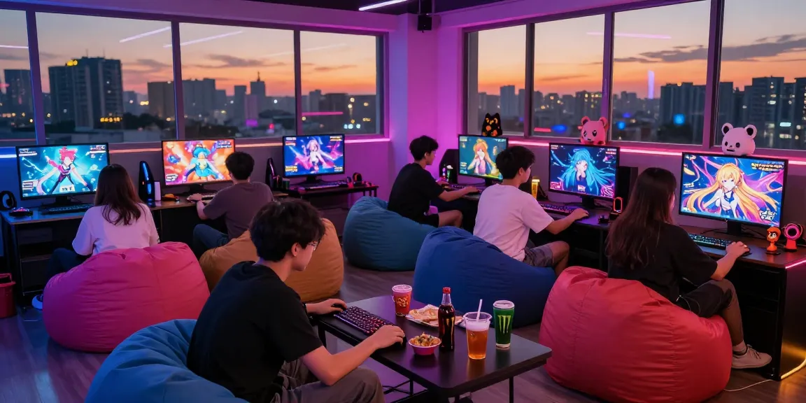 Players immersed in vibrant hentai game session with anime graphics