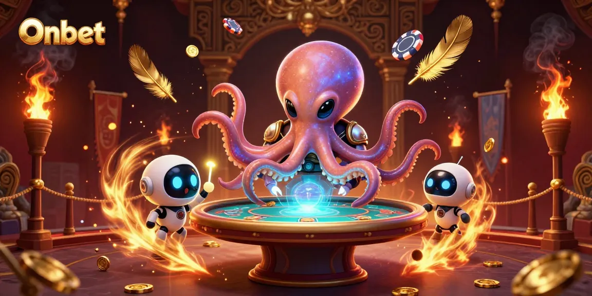 Engage in thrilling gameplay at Onbet, featuring vibrant alien octopus and poker action.