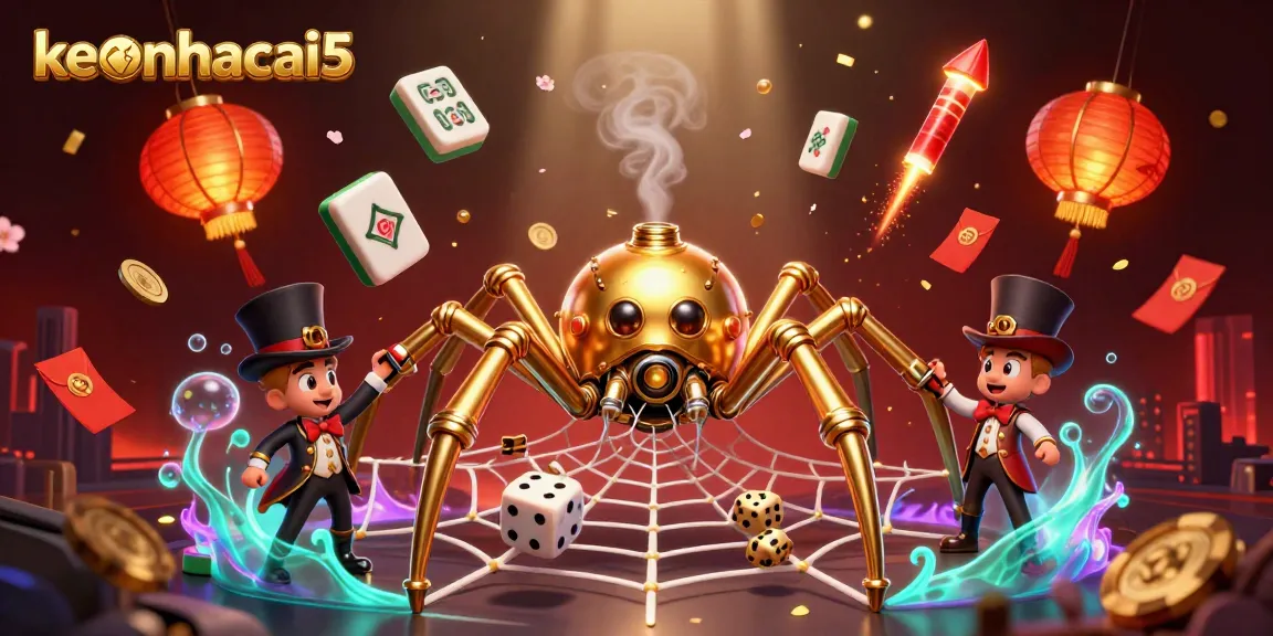 Catch lucky rewards with keonhacai5 amid a vibrant 3D casino scene.