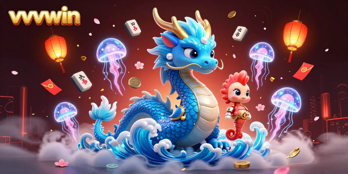 Experience exciting gaming at vvvwin with a majestic water dragon, seahorse knight, and glowing jellyfish in a captivating casino scene.