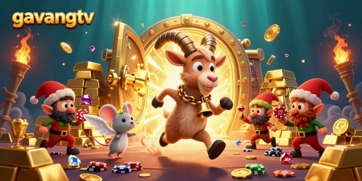 Experience thrilling gameplay with gavangtv as festive characters navigate a vibrant holiday casino.