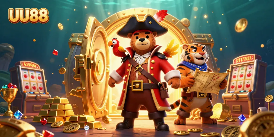Engage with thrilling slots at UU88 with cartoon pirates and treasures in an animated casino adventure.