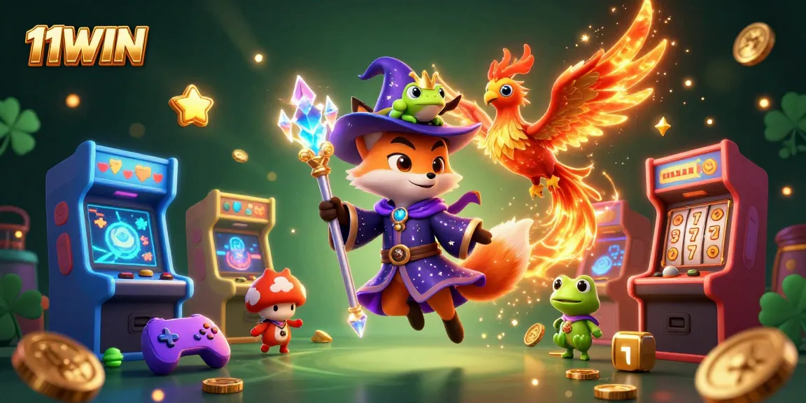 Experience thrilling wins at 11WIN with a dynamic casino scene featuring vibrant gaming elements.
